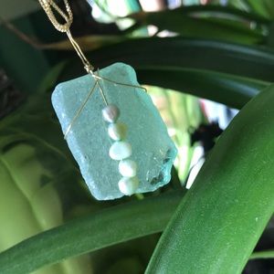 💙 SALE Seaglass Pendant artisan handmade